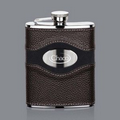 Colchester Hip Flask - 6oz Leather/Stainless Plate